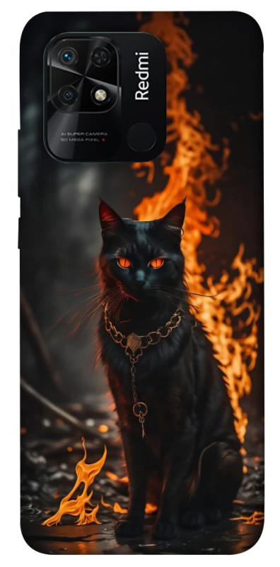 Чехол на Xiaomi Redmi 10C Огненный кот фото 1 из 1