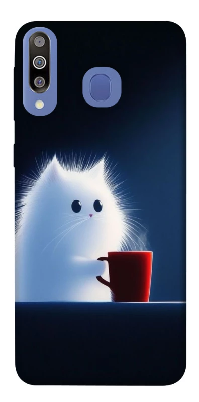 Чехол на Samsung Galaxy M30 Чехол кот с кофе фото 1 из 1