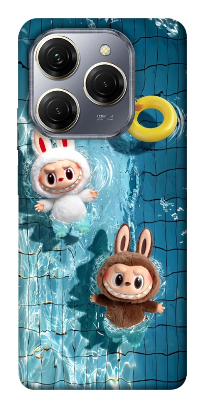 Чохол на TECNO Spark 20 Pro Labubu in the pool фото 1 з 1