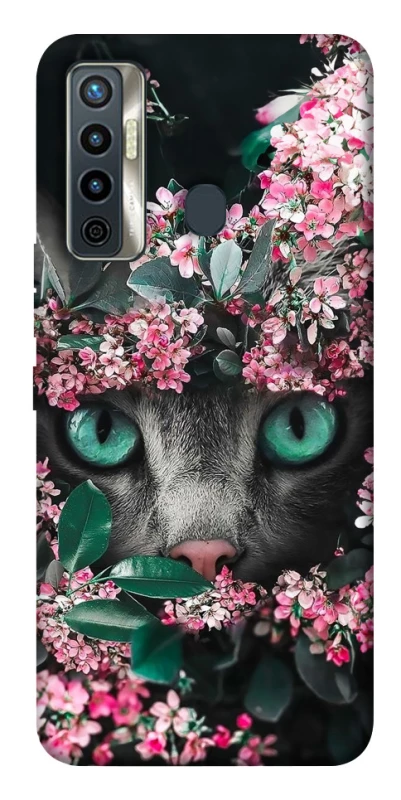 Чохол на TECNO Camon 17 Кіт в квітах фото 1 з 1