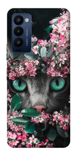 Чохол на TECNO Camon 18 Pro Кіт в квітах фото 1 з 1