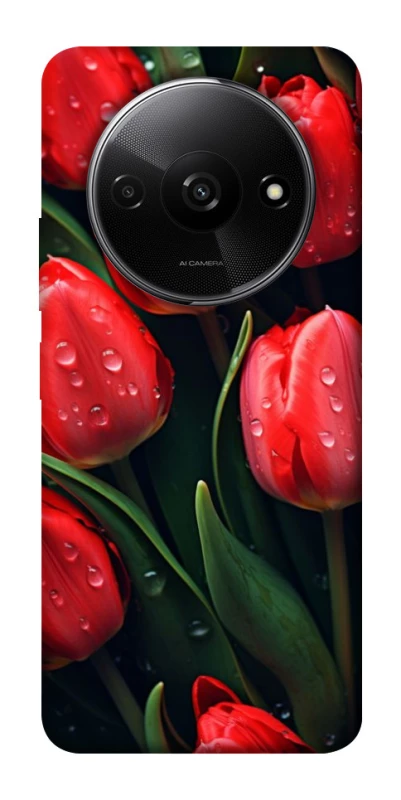 Чехол на Xiaomi Redmi A3 Красные тюльпаны фото 1 из 1