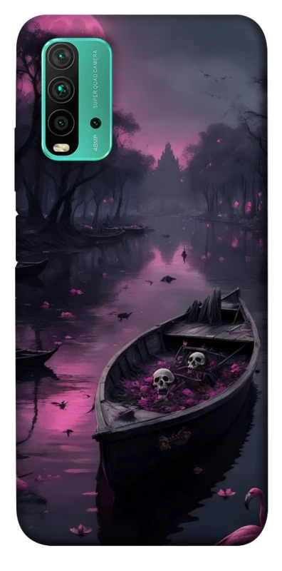 Чохол на Xiaomi Redmi Note 9 4G / Redmi 9 Power Boat and flamingo фото 1 з 1