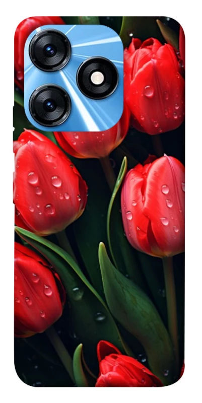 Чохол на TECNO Spark 10 Червоні тюльпани фото 1 з 1
