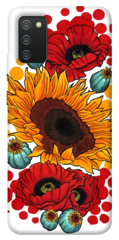 Чехол на Samsung Galaxy A02s Подсолнечники и маки фото 1 из 1