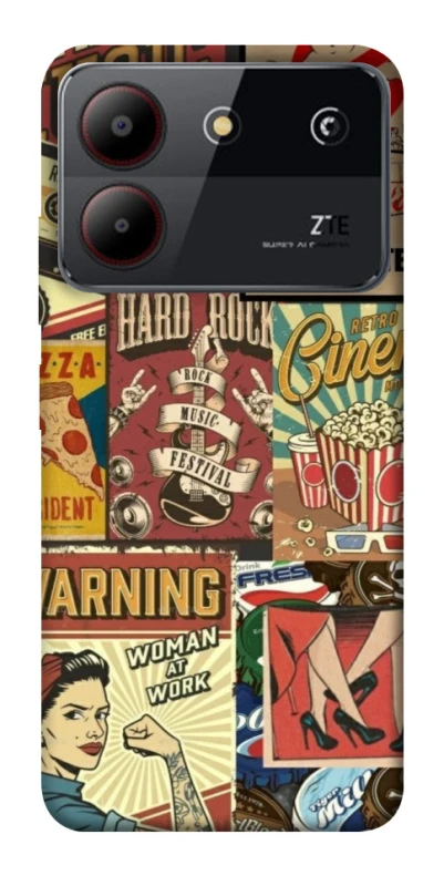 Чехол на ZTE Blade A54 4G Retro collage ver.2 фото 1 из 1