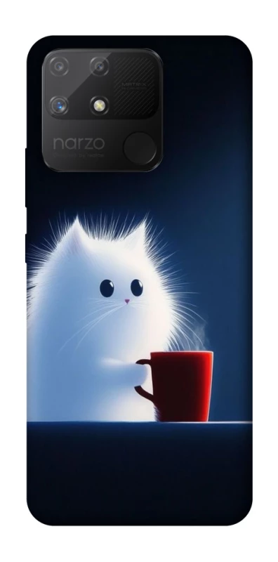 Чохол на Realme Narzo 50A Чохол кіт з кавою фото 1 з 1