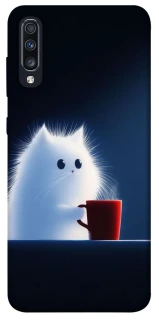 Чехол на Samsung Galaxy A70 (A705F) Чехол кот с кофе фото 1 из 1