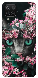 Чохол на Samsung Galaxy A12 Кіт в квітах фото 1 з 1