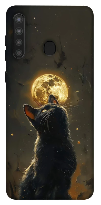 Чохол на Samsung Galaxy A21 Кіт під місяцем v2 фото 1 з 1