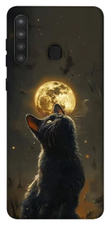 Чохол на Samsung Galaxy A21 Кіт під місяцем v2 фото 1 з 1