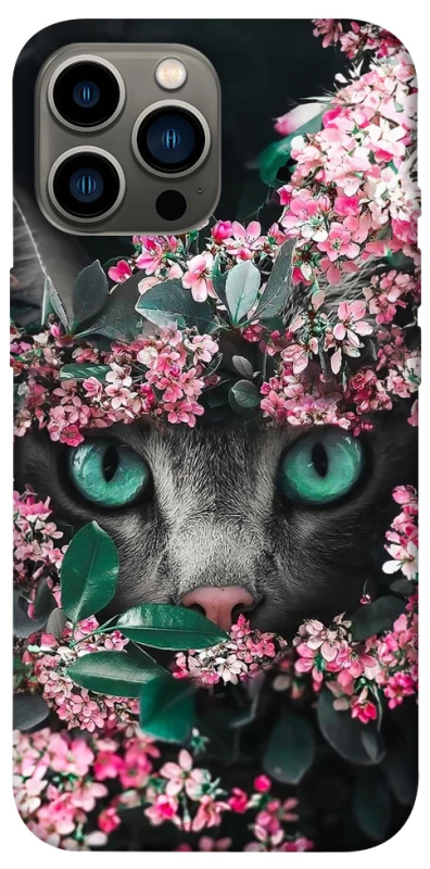 Чехол на Apple iPhone 13 Pro Max (6.7") Кот в цветах фото 1 из 1