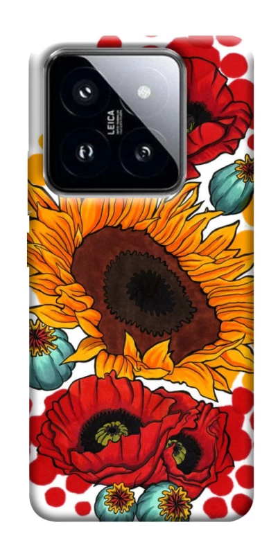 Чохол на Xiaomi 14 Pro Соняшники та маки фото 1 з 1