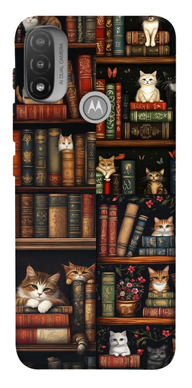 Чохол на Motorola Moto E20 Cats & Books фото 1 з 1