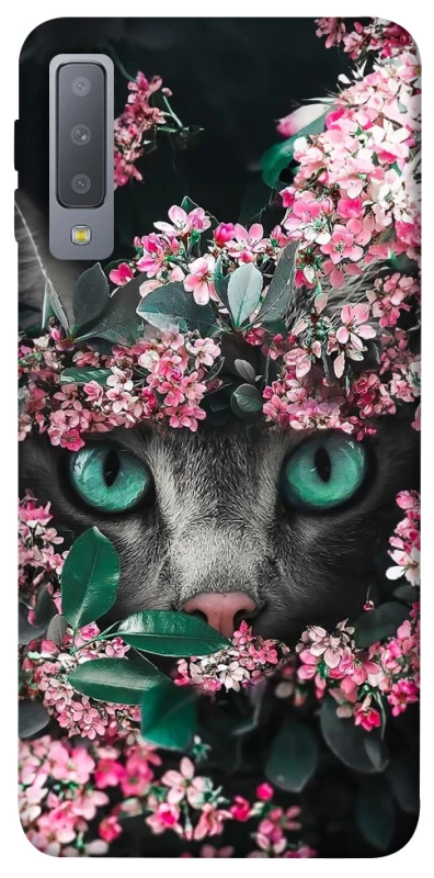 Чехол на Samsung A750 Galaxy A7 (2018) Кот в цветах фото 1 из 1