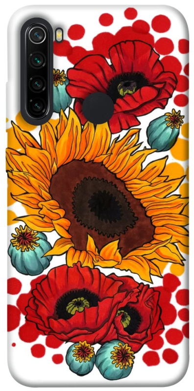 Чохол на Xiaomi Redmi Note 8 Соняшники та маки фото 1 з 1