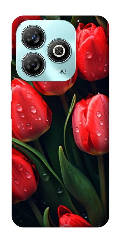 Чехол на ZTE Blade A75 4G Красные тюльпаны фото 1 из 1
