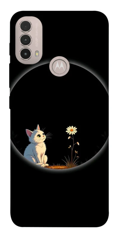 Чехол на Motorola Moto E40 Cat and flower фото 1 из 1
