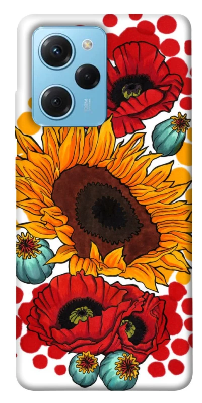 Чохол на Xiaomi Poco X5 Pro 5G Соняшники та маки фото 1 з 1