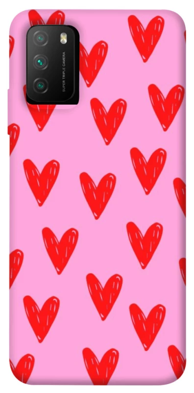 Чехол на Xiaomi Poco M3 Red hearts 2 фото 1 из 1