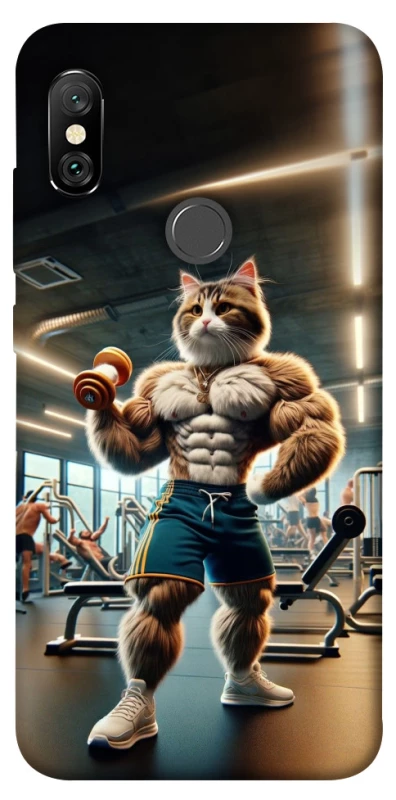 Чехол на Xiaomi Redmi Note 6 Pro Качок кот фото 1 из 1