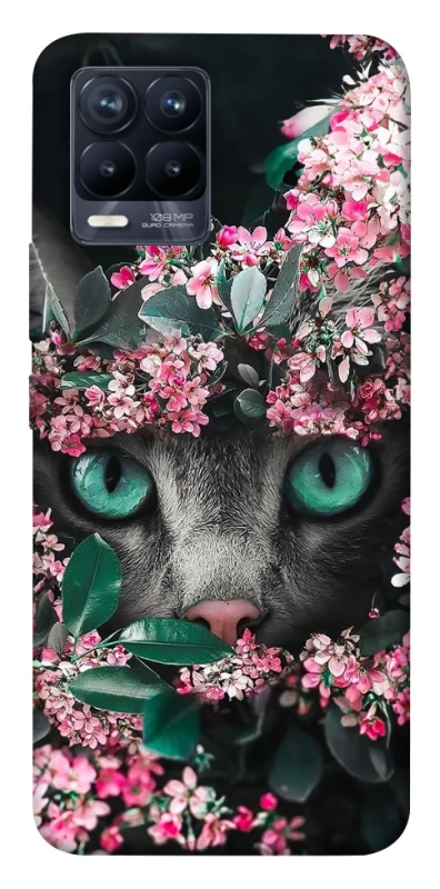 Чехол на Realme 8 Кот в цветах фото 1 из 1