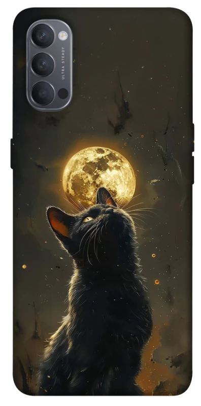 Чехол на Oppo Reno 4 Кот под луной v2 фото 1 из 1