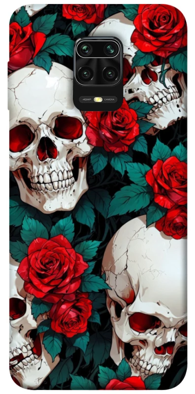 Чохол на Xiaomi Redmi Note 9s / Note 9 Pro / Note 9 Pro Max skull and rose фото 1 з 1