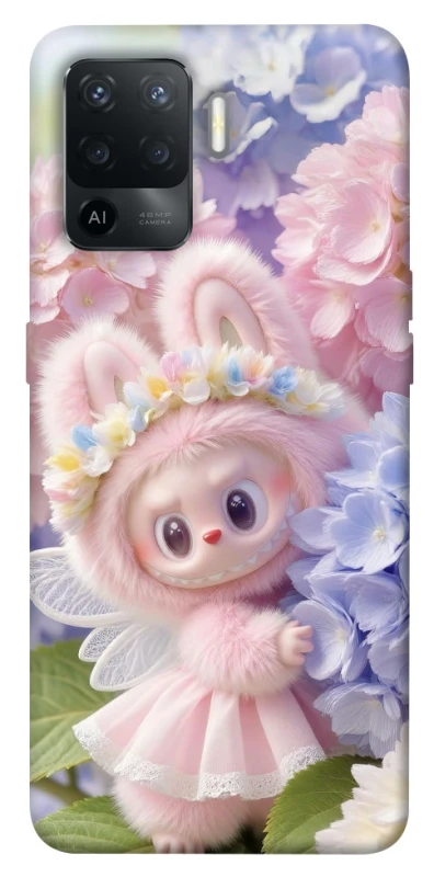 Чохол на Oppo Reno 5 Lite Labubu & Flowers ver.1 фото 1 з 1