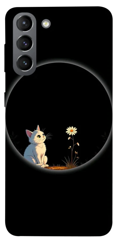 Чехол на Samsung Galaxy S21 Cat and flower фото 1 из 1