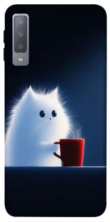 Чехол на Samsung A750 Galaxy A7 (2018) Чехол кот с кофе фото 1 из 1