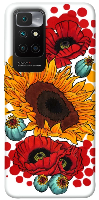 Чохол на Xiaomi Redmi 10 Соняшники та маки фото 1 з 1