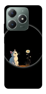 Чехол на Realme C61 Cat and flower фото 1 из 1