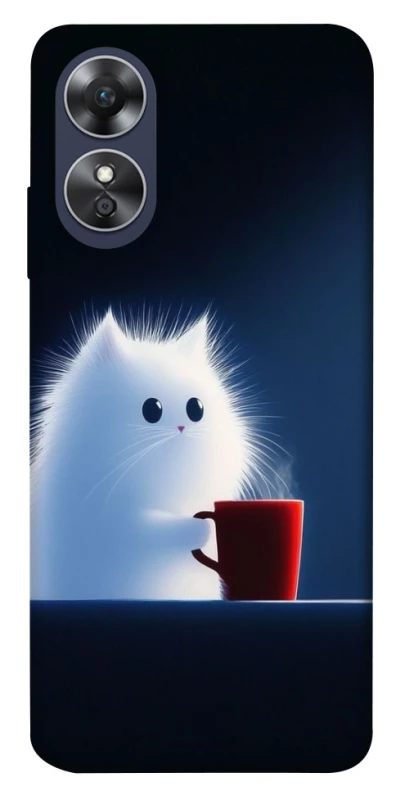 Чехол на Oppo A17 Чехол кот с кофе фото 1 из 1