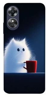 Чехол на Oppo A17 Чехол кот с кофе фото 1 из 1