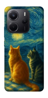 Чехол на Xiaomi Redmi Note 14 4G (Europe version) Cats under the stars фото 1 из 1