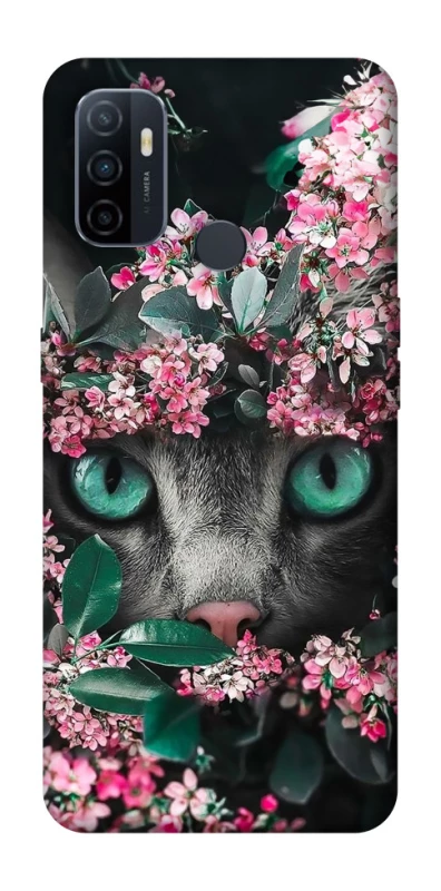 Чехол на Oppo A53 / A32 / A33 Кот в цветах фото 1 из 1
