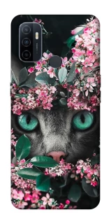 Чохол на Oppo A53 / A32 / A33 Кіт в квітах фото 1 Чохол на Oppo A53 / A32 / A33 Кіт в квітах фото 1 з 1