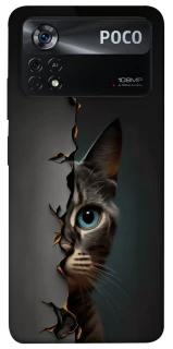 Чехол на Xiaomi Poco X4 Pro 5G Кот-подглядыватель v2 фото 1 из 1