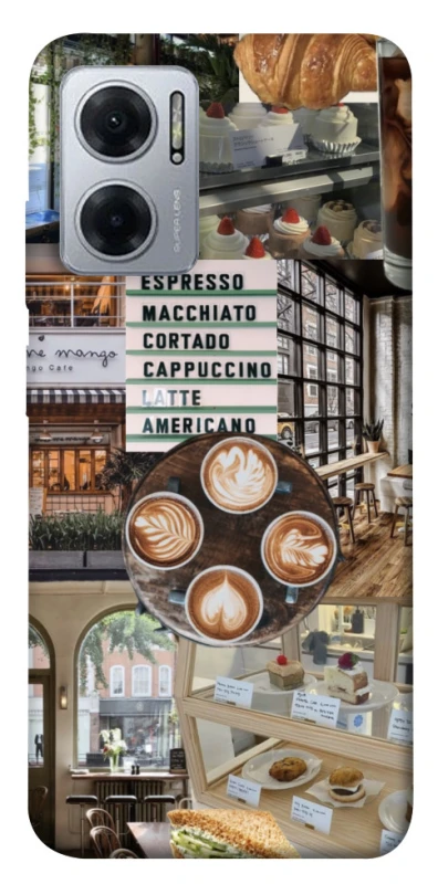 Чехол на Xiaomi Redmi Note 11E Coffee collage ver.5 фото 1 из 1