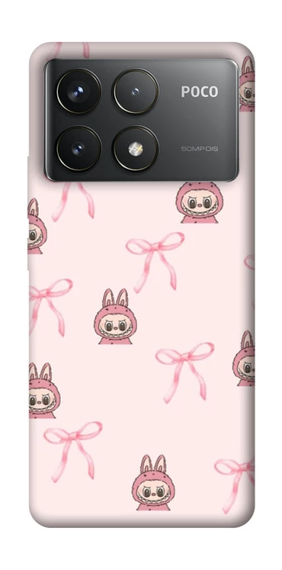Чохол на Xiaomi Poco F6 Pro Pink bows and Labubus фото 1 з 1