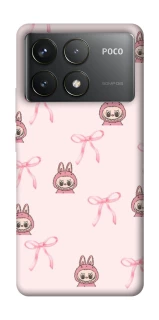Чохол на Xiaomi Poco F6 Pro Pink bows and Labubus фото 1 з 1