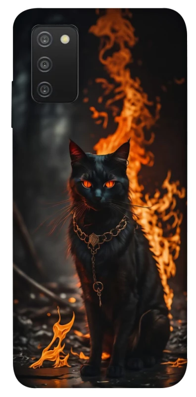 Чехол на Samsung Galaxy A03s Огненный кот фото 1 из 1