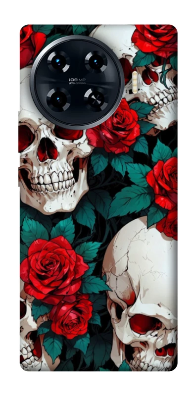 Чехол на TECNO Spark 20 Pro+ skull and rose фото 1 из 1