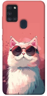 Чехол на Samsung Galaxy A21s Сat with glasses фото 1 из 1