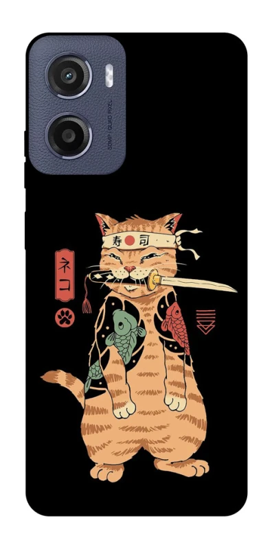 Чехол на Motorola Moto E15 Кот-самурай фото 1 из 1
