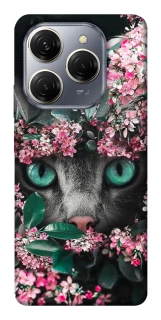 Чехол на TECNO Spark 20 Pro Кот в цветах фото 1 из 1