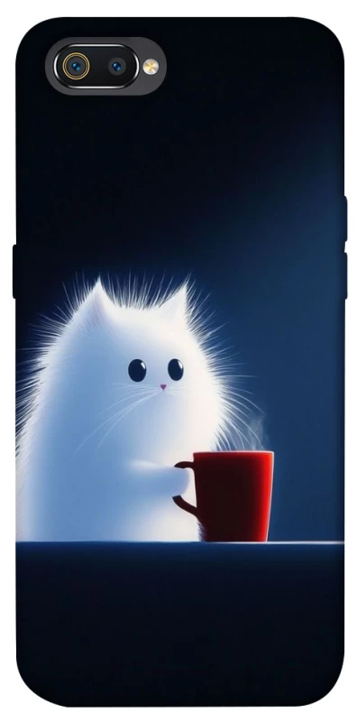 Чехол на Realme C2 Чехол кот с кофе фото 1 из 1