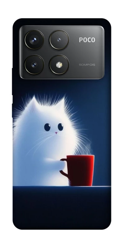Чохол на Xiaomi Poco F6 Pro Чохол кіт з кавою фото 1 з 1