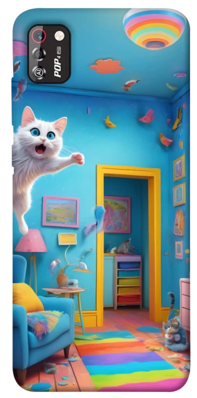 Чехол на TECNO POP 4 Pro crazy cat фото 1 из 1